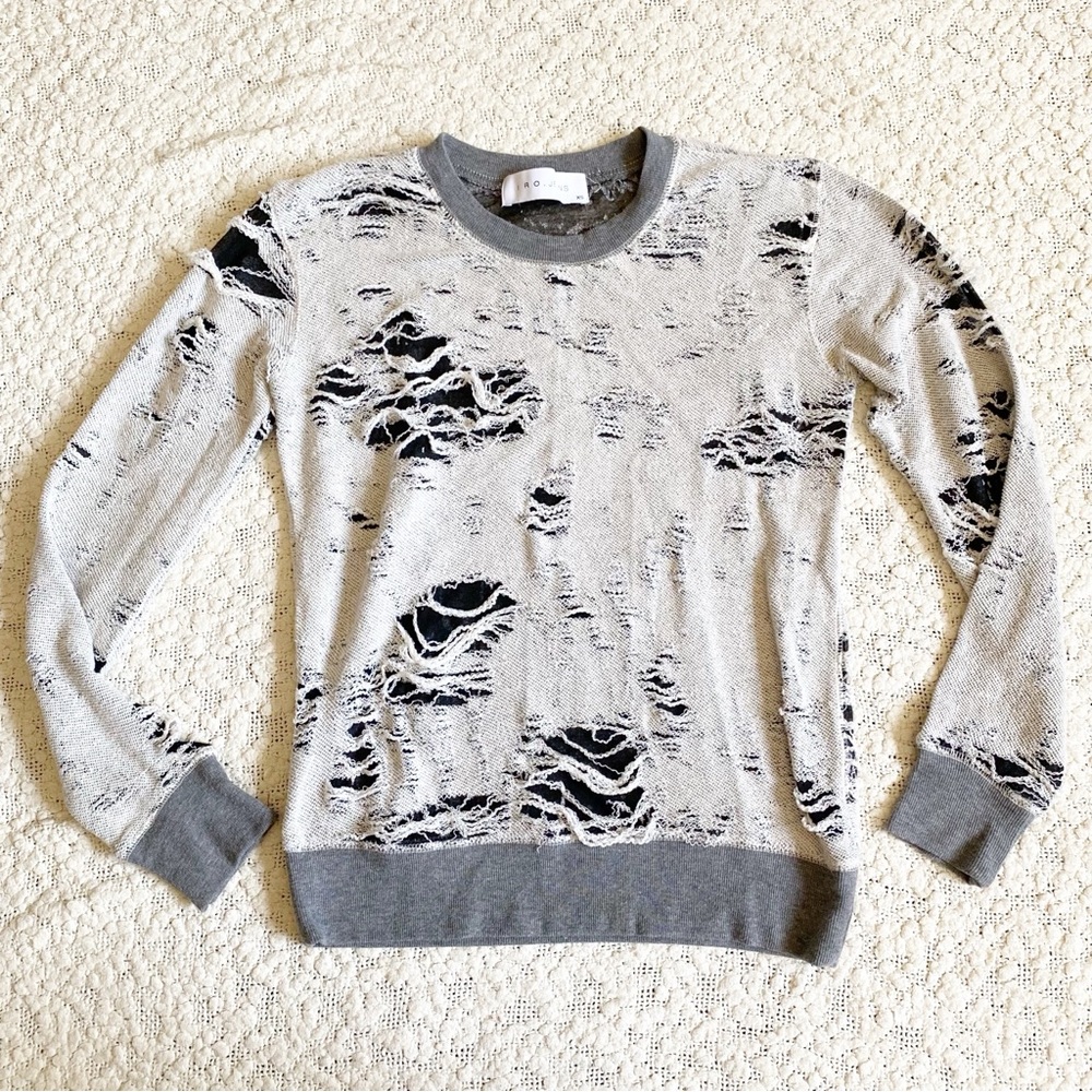 IRO Jeans Kismet Destroyed Sweatshirt, Gray, XS